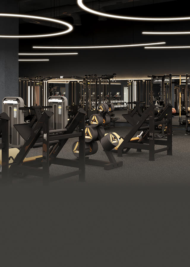 Тренажерный зал, оснащенный зоной свободных весов и силовыми тренажерами